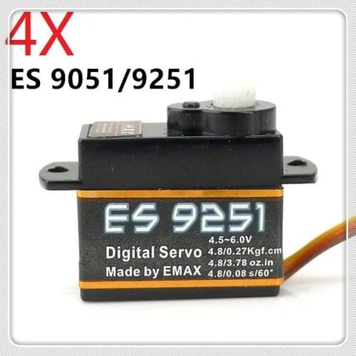 4pcs/lot EMAX ES9051 ES9251 4g Digital Servo Plastic Gear 0.8kg Torque for 3D F3P Airplanes Wholesale Dropship