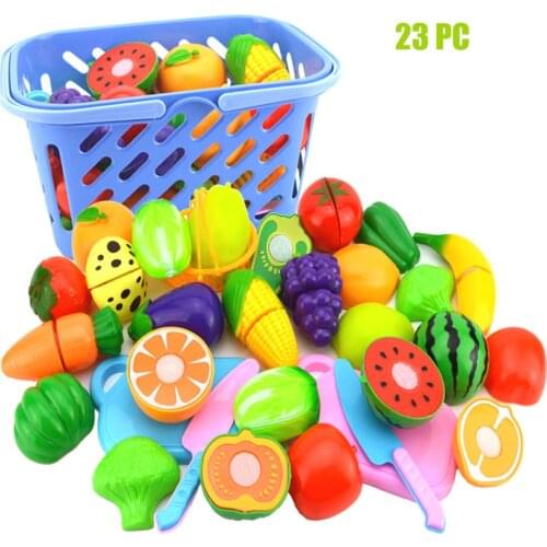 Child Plastic Toy Pretend Play Set Plastic Food Toy Cutting Fruit Vegetable Food Pretend Play For Children Kids Gifts