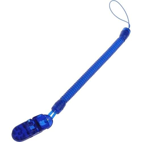 Baby Infant Toddler Dummy Pacifier Spring Soother Nipple Clip Chain Holder Strap Blue Black New