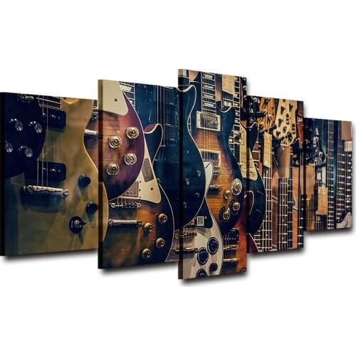 Guitar Musical Instrument Diamond embroidery full square round mosaic rhinestones 5d diy diamond painting 5pcs Guitar store art