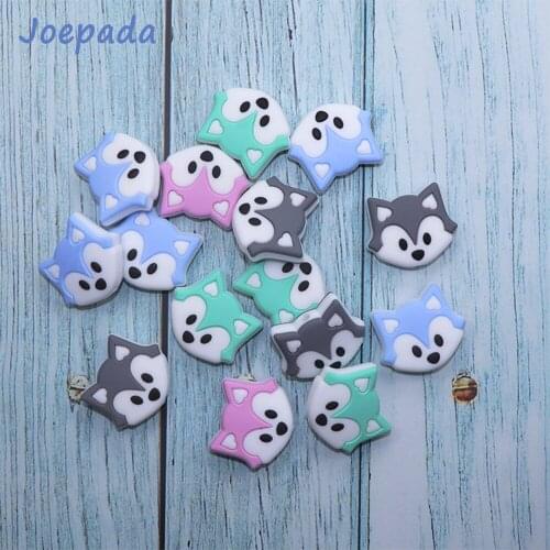Joepada 10Pcs/lot Fox Silicone Beads Cartoon Baby Teething Beads BPA Free DIY Baby Teething Necklace Baby Teether Accessories