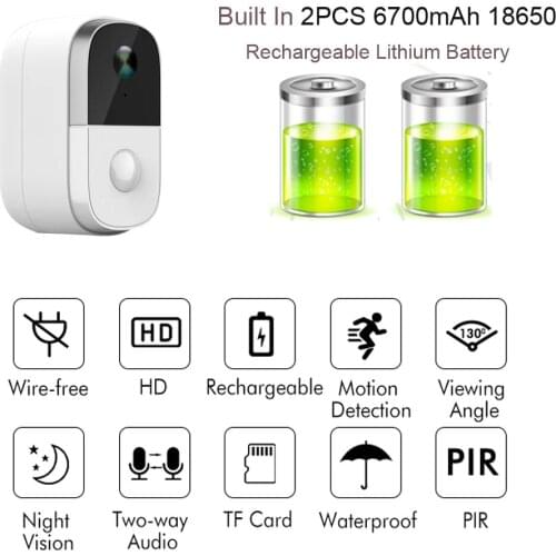 1080P Rechargeable Battery Camera WiFi Night Vision PIR Sensor Waterproof Two-Way Audio Security Camera Surveillance Camera