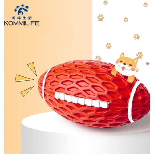 KOMMILIFE Interactive Rubber Dog Toys Bite-resistant Rugby Chew Toy For Dogs Dog Anti-stresses Tooth Cleaning Chew Molar Toy