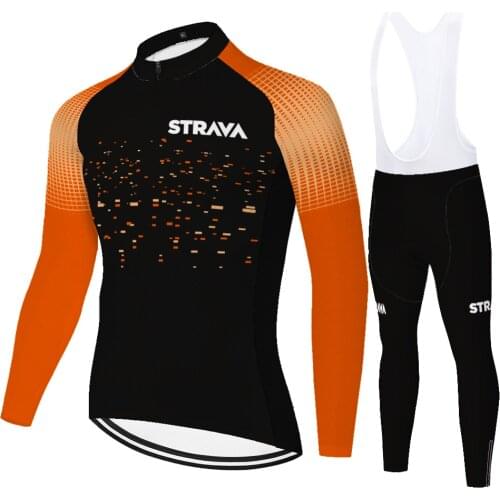 2021 STRAVA cycling set summer spring quick dry bike clothes long sleeve mallots ciclismo hombre 20D gel pad cycling pants