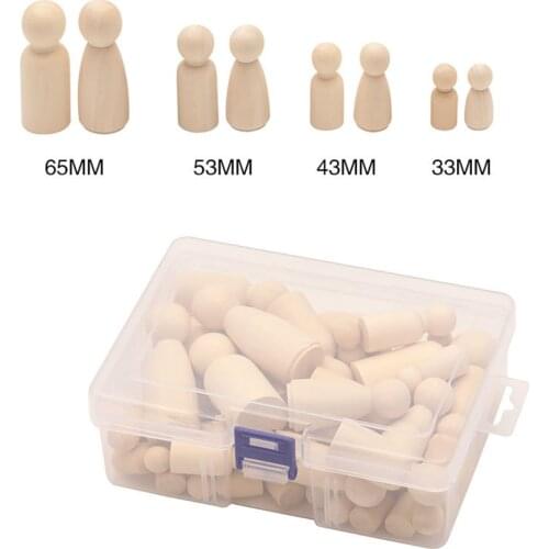 50pcs/set 35/43/55/65mm Wooden DIY Color Painting Dolls Male & Female Doll Bodies Decorations Doodle toy