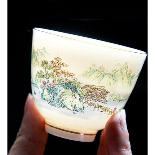 Kung Fu teacup master cup ceramic single male and female high-end size tea cup single white porcelain tea set NO.YZ36