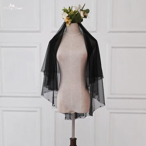 LZP344 Real Picture Bridal Accessories Wedding Veil 1.5 Meters Black Pearls Bridal Veil Black Blusher Veil
