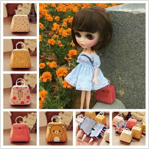 Handmade 1PCS Miniature Metal Trunk Bag 1/6 Scale Mini Suitcase for Blyth,Licca,Momoko,Bjd,Pullip Doll Bag Accessories