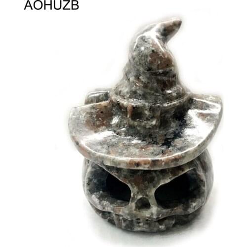 Natural Crystals Quartz Yooperlite Fire Stone Pumpkin Carved Halloween Crystal for Gift Healing Stone Room Home Office