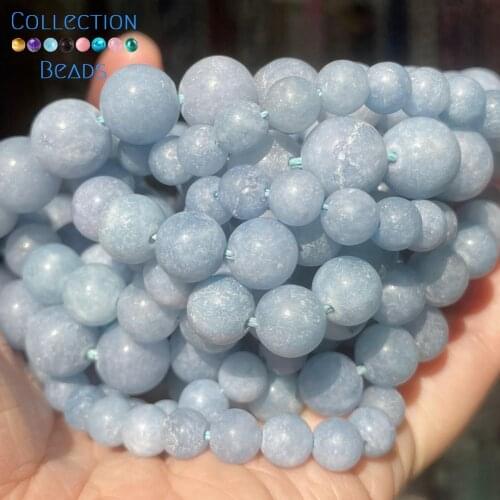 Natural Matte Aquamarines Stone Spacer Loose Round Bead For Jewelry Making 6-10 MM DIY Bracelets Accessories Wholesale 15"