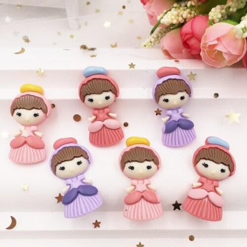 New Hand Painted Resin Mix Kawaii Colorful Girl Flatback Cabochon Stone 6PCS Scrapbook DIY Decor Home Figurine Crafts
