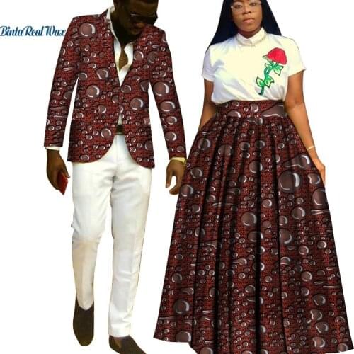 Lover Couples Clothes African Print Tutu Skirts for Women Bazin Riche Mens Jacket Blazer 2 Pieces African Style Clothing WYQ204