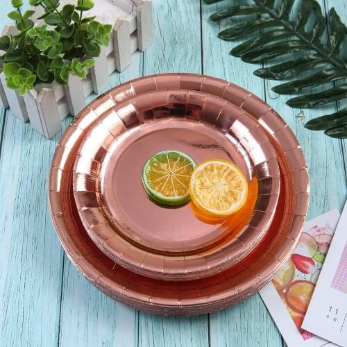 Rose Gold Disposable Tableware Rose Gold Plate/Napkin/Cup Adult Happy Birthday Party Deco Kids Rose Gold Wedding Rustic Favor