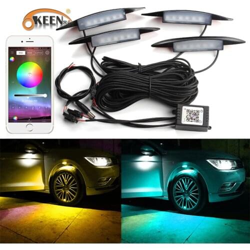 OKEEN APP control Car RGB LED Wheel Eyebrow Neon Lights Fender Under Side Lamp 3 Modes Flash Strobe Breath Decorative Atmosphere