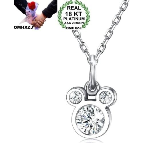 OMHXZJ Wholesale European Fashion Woman Girl Party Wedding Gift Mouse Zircon 925 sterling silver Pendant Necklace chain NA161