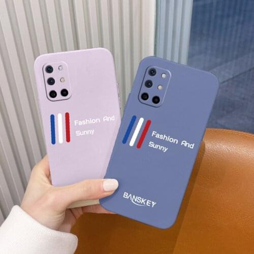 Color Lines Shockproof Liquid Silicone Case For Oneplus 8t 9 9pro 9r pro Phone Back Cover Case