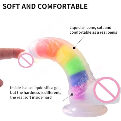 Realistic Huge Dick Rainbow Dildo With Suction Sex Toys For Woman Adult Game Erotic Products Female Soft Jelly Huge Dong
