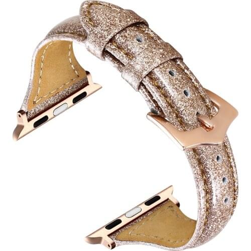 Slender Bright Leather Bracelet for Apple Watch Band Series 6/SE/5/4/3/2 Girls/Women Fashion Strap for iWatch 44MM 40MM 42/38MM