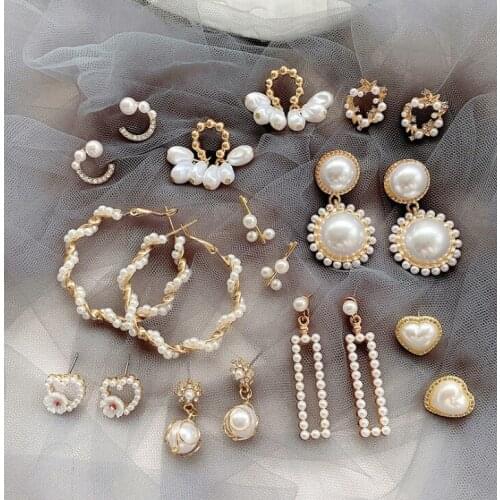 S925 silver pearl Earrings female vintage sweet love earrings for women net red temperament earrings simple joker earrings