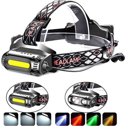 LED Headlamp USB Rechargeable Rotatable lamp holder 8 Light Mode Ultra bright LED + COB light Waterproof outdoor