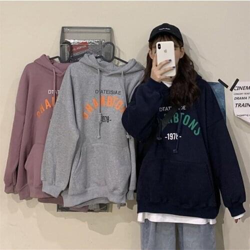 Sweatshirt Women New Autumn Winter Korean Loose Harajuku Hooded Top All-match Long Sleeve Women Hoodie Goth