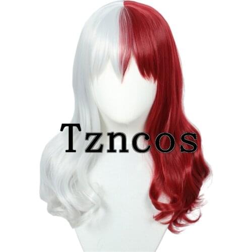 Tzncos Female Shoto Todoroki Wig My Hero Academia Boku no Hiro Akademia Long Women Shouto Sliver White And Red Girl Cosplay Wigs