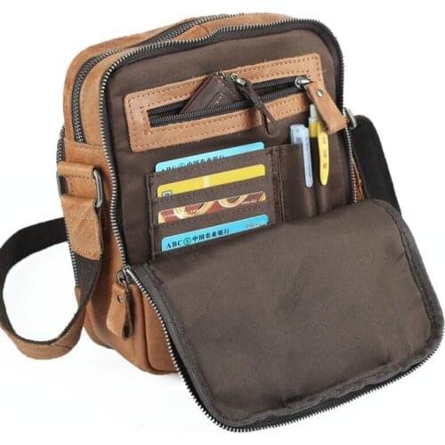 Vintage Natural Cow Leather Men Crossbody Bag 100% Guarantee Genuine Leather Shoulder Bags