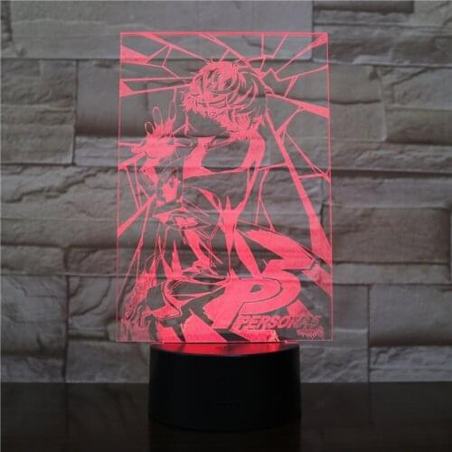 Japanese Akira Kurusu Figure RPG P5 Persona 5 USB 3D LED Night Light Decoration Boys Child Kids Baby Gifts Table Lamp 2451