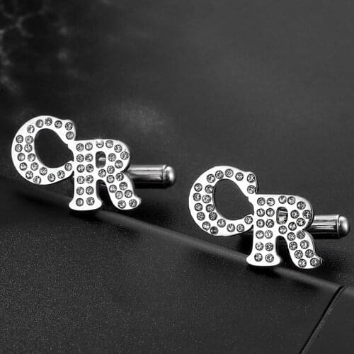 Customized Stainless Steel Name Cufflinks for Women Men Custom Personalized Fashion Zircon Letter Cufflink Jewelry Wedding Gifts