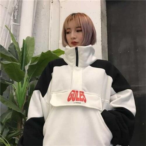 Hoodies Women Ulzzang Chic Long Sleeve Couple Tops Fashion Sweatshirts Long Sleeve Hoodies Print Female Casual Sweatshir