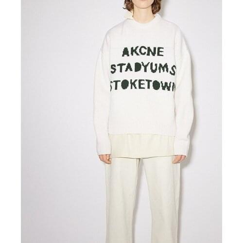 Women and Men Letters Wool Knitted Sweater 2021 Autumn Winter Long Sleeve Unisex Knitwear Jumper Couple Smiley Pullover Tops