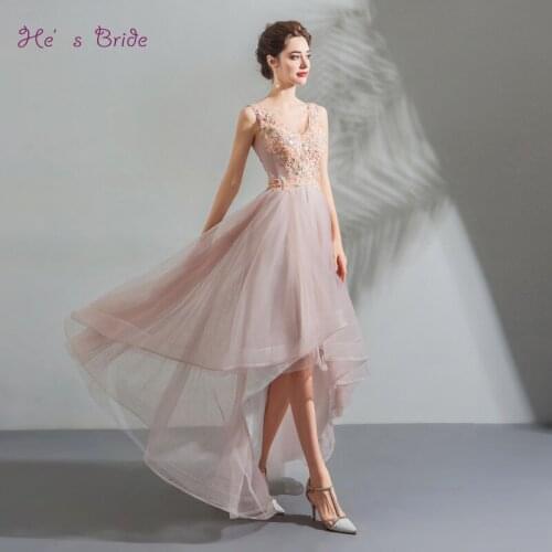 Hes Bride New pink Elegant Cocktail Dress V-neck Embroidery Sleeveless A-line floral print Knee-length Party Formal Vestidos