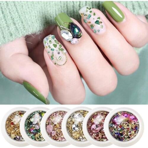 1 Box Colorful Nail Art Decorations Mixed Metal Rivet Rhinestones For Nails 3D Crystal Stones DIY Design Manicure Diamonds Tools
