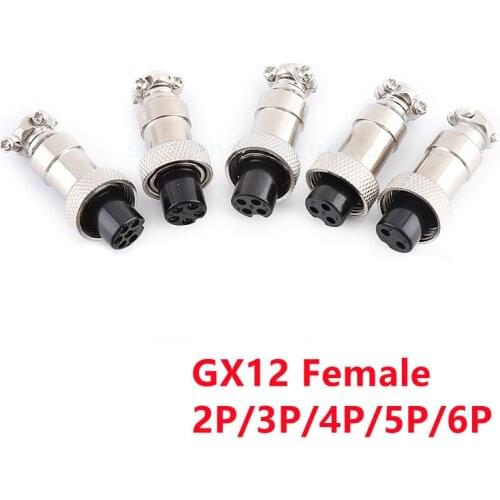 1pc Female GX12 2/3/4/5/6 Pin 12mm Wire Panel Connector Aviation Connector Plug Circular Socket Plug L122-127 Free shipping