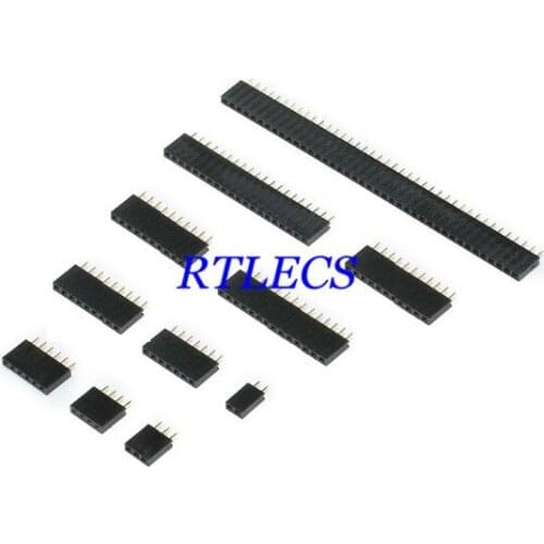 10pcs 0.100" 2.54mm PCB Female Header Single Row Pin Header Through Hole 1x2 2 Pin 3 4 5 6 7 8 9 10 12 14 15 16 18 20 24 40 Pin