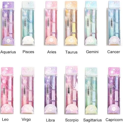 2pcs/lot Fashion Cute Twelve Constellation 0.5mm Pen with Ink Bag Stationery School Art sets Supplier
