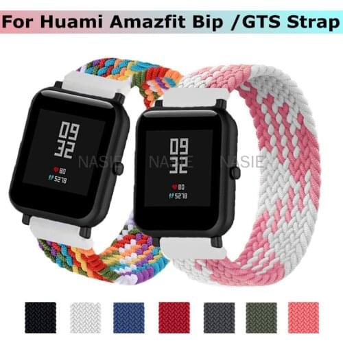3PCS Braided Solo Loop Nylon Fabric Strap for Huami Amazfit GTS GTR 42mm Bracelet for Huami Amazfit Bip U Bip S GTS 2 Watch Band