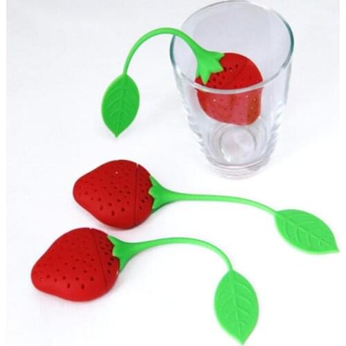 400 pcs Tea Bag Silicone Strawberry Design Loose Tea Leaf Strainer Herbal Spice Infuser Filter Tools