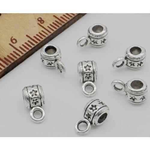 Free Ship 500Pcs Tibetan Silver Charms Bail Connector Spacer Beads For Jewelry Making Craft 5x9mm