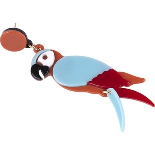 Acrylic Colorful Parrot Bird Drop Earrings Stand Out Summer Fashion Jewelry