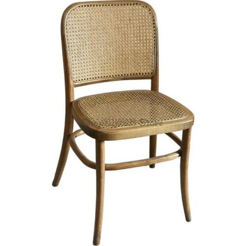 American Nordic Home Dining Chair Retro Coffee Rattan Tile Chair Back Chair Tea Room Solid Wood Hotel Chair