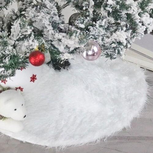 Snow White Plush Christmas Tree Skirts Fur Carpet Merry Christmas Decoration for Home Tree Skirts Cover New Year Decoration