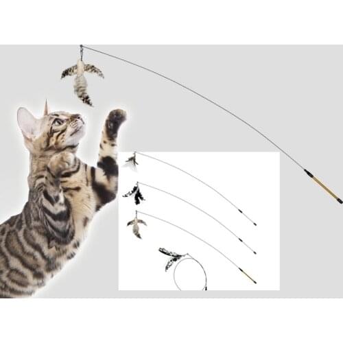 Usd1.98/pc Free shipping pet cat fishing rod playing toys cat teaser feather bird 20pcs/lot