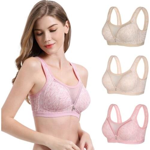 Wide Shoulder Straps Gathered Bra Ladies Thin Section No Steel Ring Full Cup Adjustment Bra Front Buckle Cup Daily Underwear