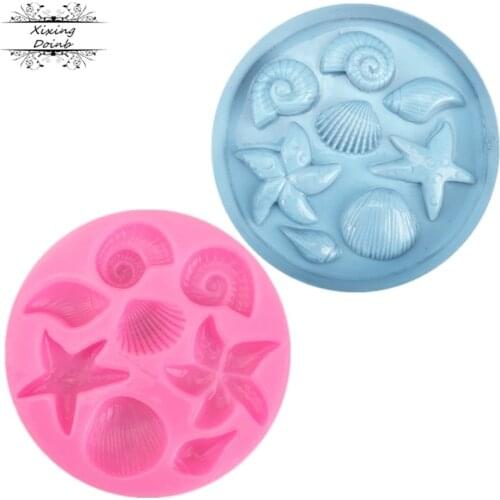 DIY shell / conch / starfish shaped silica gel mould sugar cake decoration tools polymer clay resin candy baking accessories