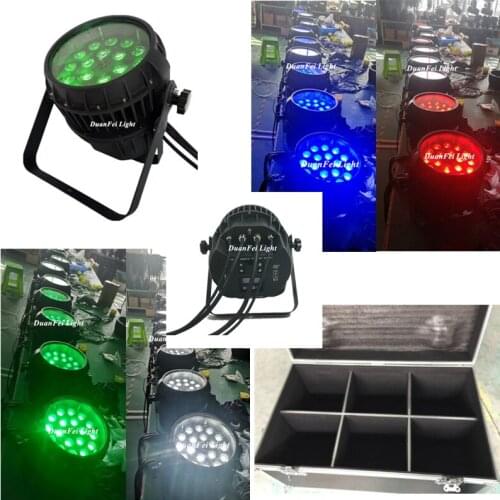 Flightcase) 6pcs 18x10 led par rgbw ip65 lyre zoom wash spotlight wireless led par cans lamp for wedding party washing effect