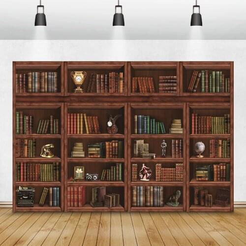 Laeacco Wooden Bookshelf Library study Photography Backdrop For Books Home Decor Children Shower Photo Background Photo Studio