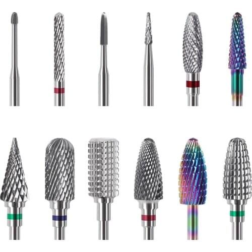 20 Types Tungsten Rainbow Carbide Nail Drill Bit Electric Nail Mills Cutter for Manicure Machine Nail Files Accessories Milling