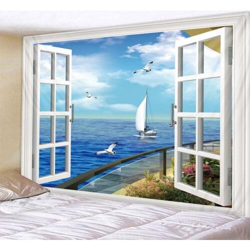 Sky Blue Sea Printed Large Wall Tapestry Cheap Hippie Wall Hanging Bohemian Wall Tapestries Mandala Wall Art Decor