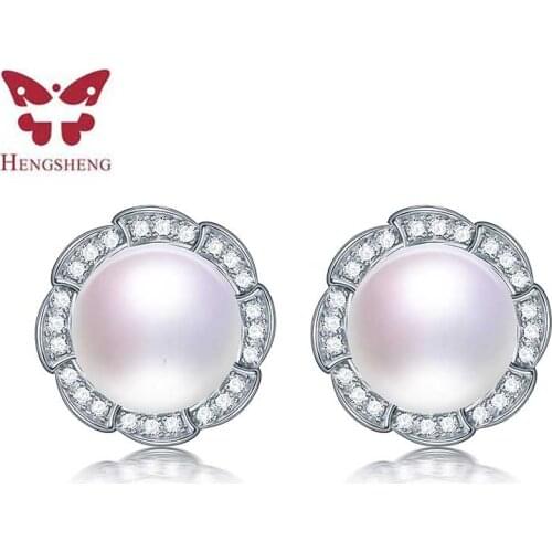 HENGSHENG 2019 Classic Natural Freshwater Pearl Earrings For Women, AAAA 9-10mm Jewelry Earrings, New Pearl Zircon Earrings